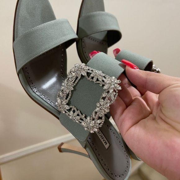 Manolo Blahnik Crystal buckle slide sandals - Picture 5 of 7